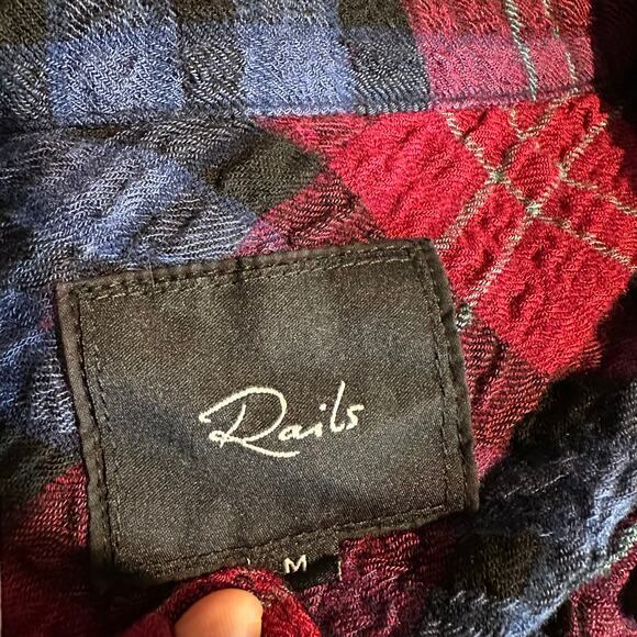 Rails Brady Button Down Shirt Mulberry Teal Blue M - Picture 5 of 12